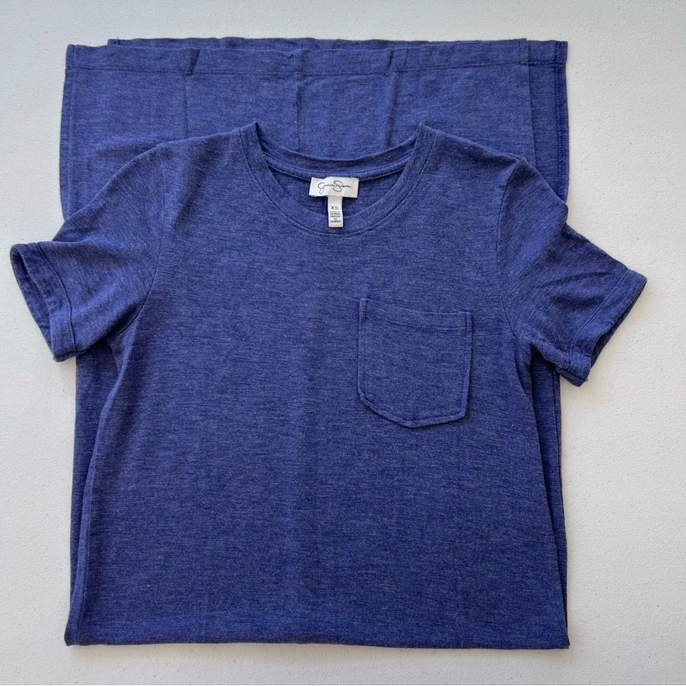 Jessica Simpson Finlee T-Shirt Dress Viscose Blend Pocket Slits Blue Womens XS - Picture 10 of 10